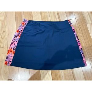 TOMMY BAHAMA Navy Blue UPF 50 Golf Tennis Floral Panel ACTIVE Skort Skirt L